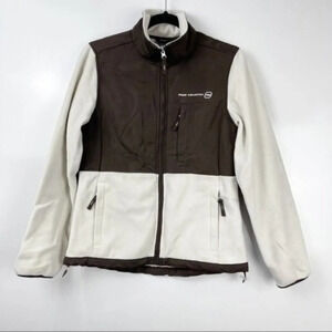 Free Country Brown Cream Color Block Zip Up Fleece Jacket Size Small